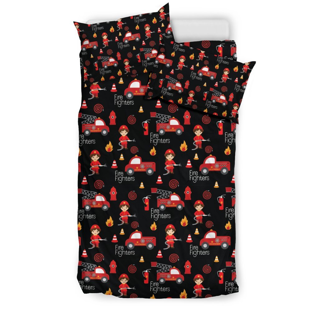 Firefighter Print Pattern Duvet Cover Bedding Set-grizzshop