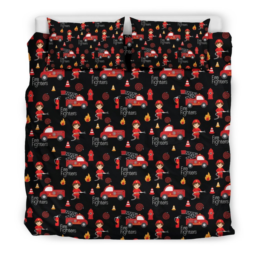 Firefighter Print Pattern Duvet Cover Bedding Set-grizzshop