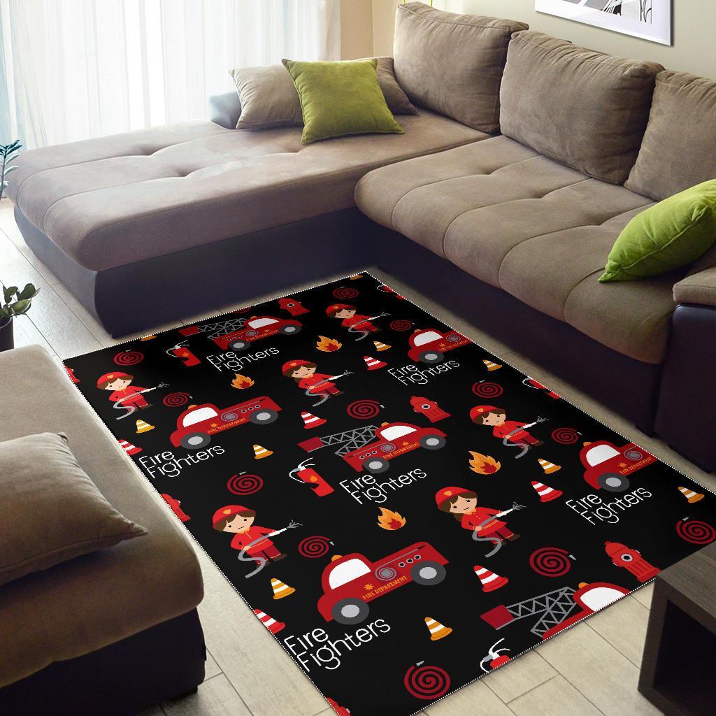 Firefighter Print Pattern Floor Mat-grizzshop