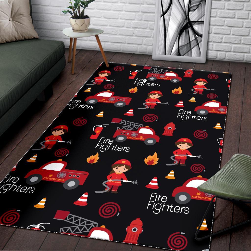 Firefighter Print Pattern Floor Mat-grizzshop