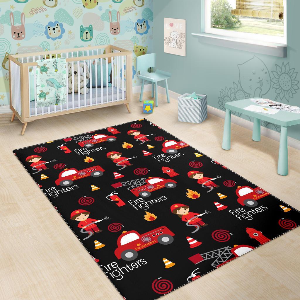 Firefighter Print Pattern Floor Mat-grizzshop