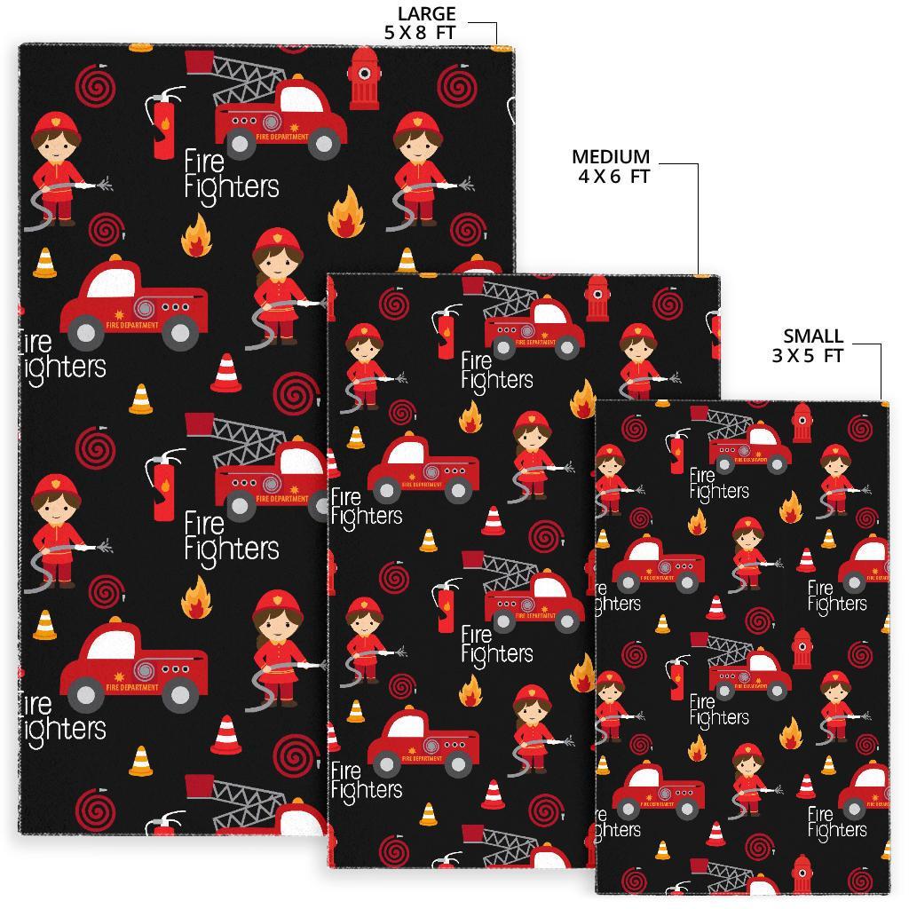 Firefighter Print Pattern Floor Mat-grizzshop