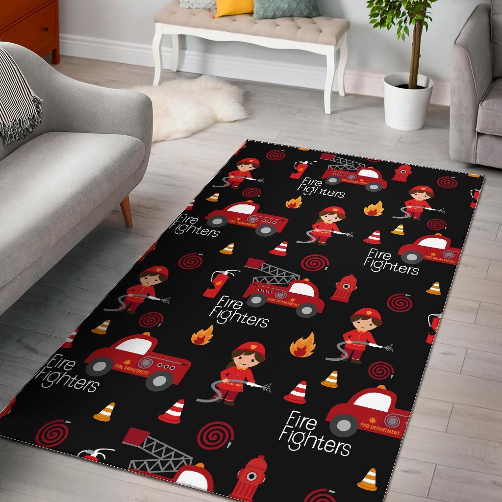 Firefighter Print Pattern Floor Mat-grizzshop