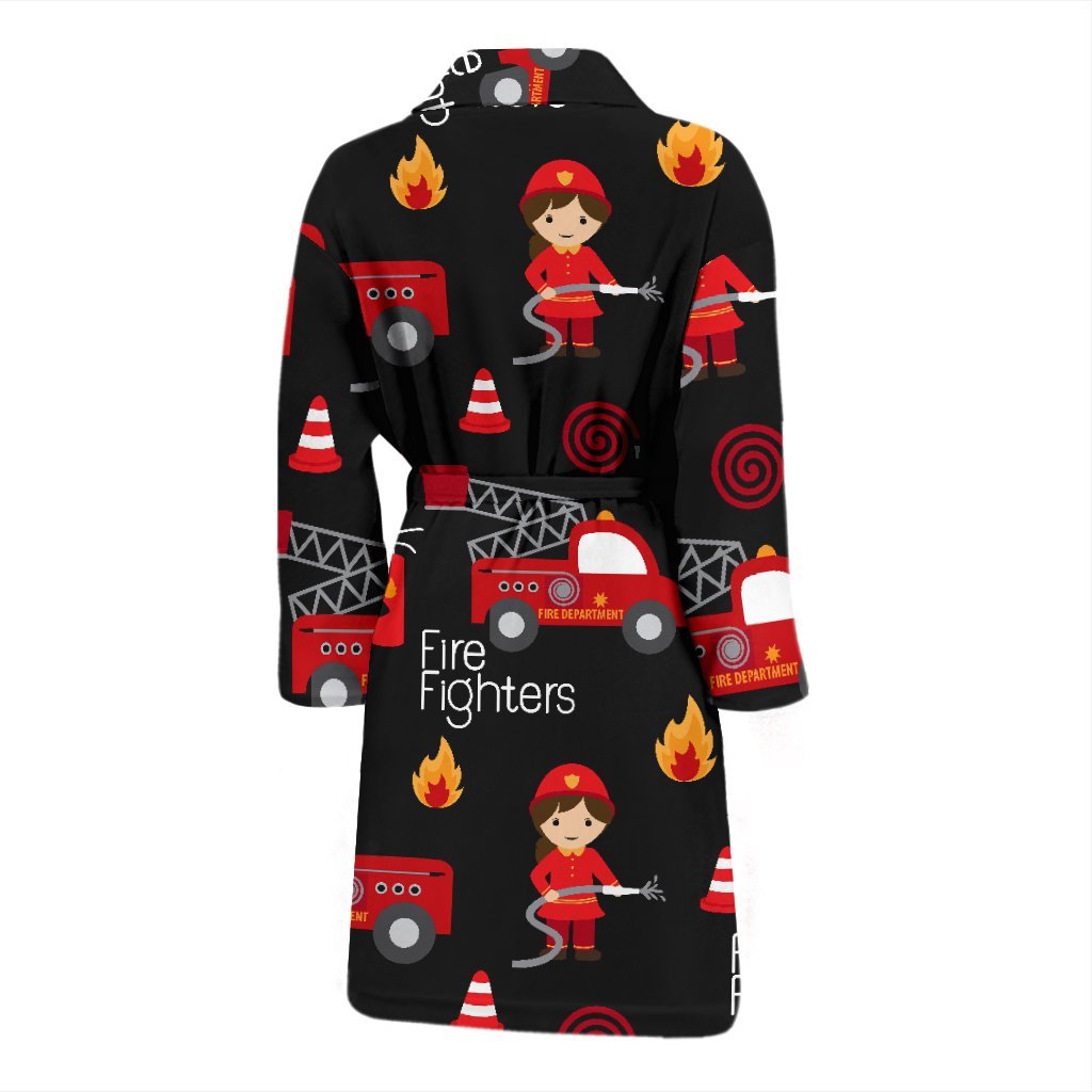 Firefighter Print Pattern Men Long Robe-grizzshop