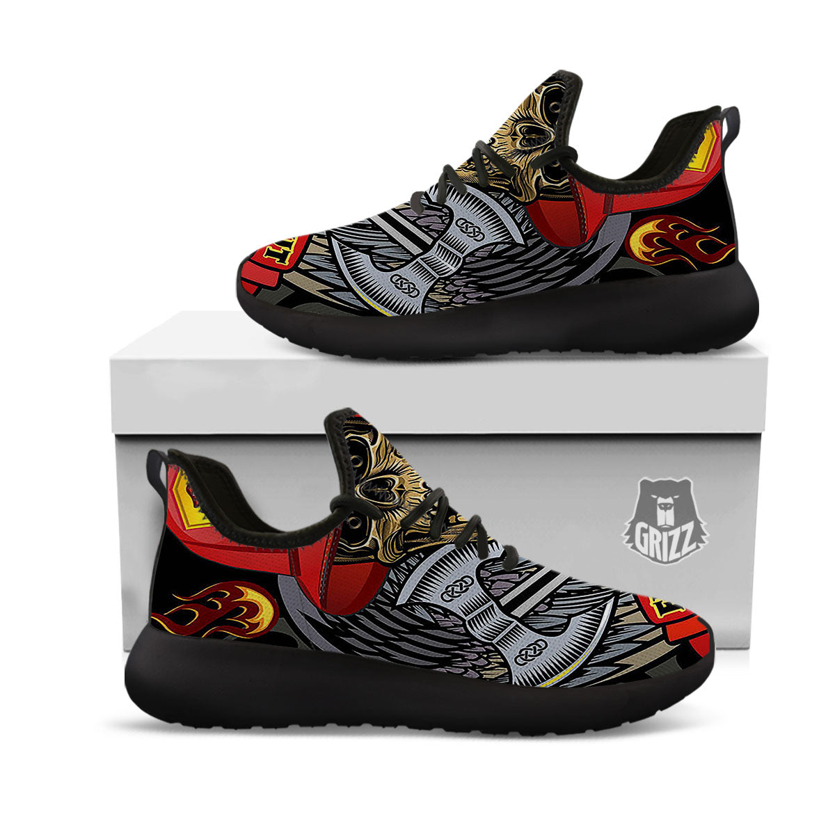 Firefighter Volunteer Print Black Athletic Shoes-grizzshop
