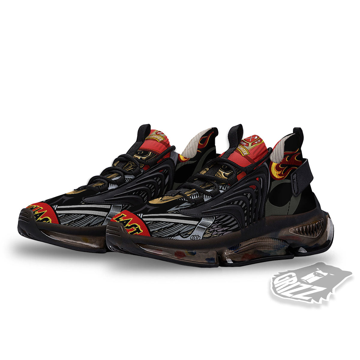 Firefighter Volunteer Print Black Gym Shoes-grizzshop