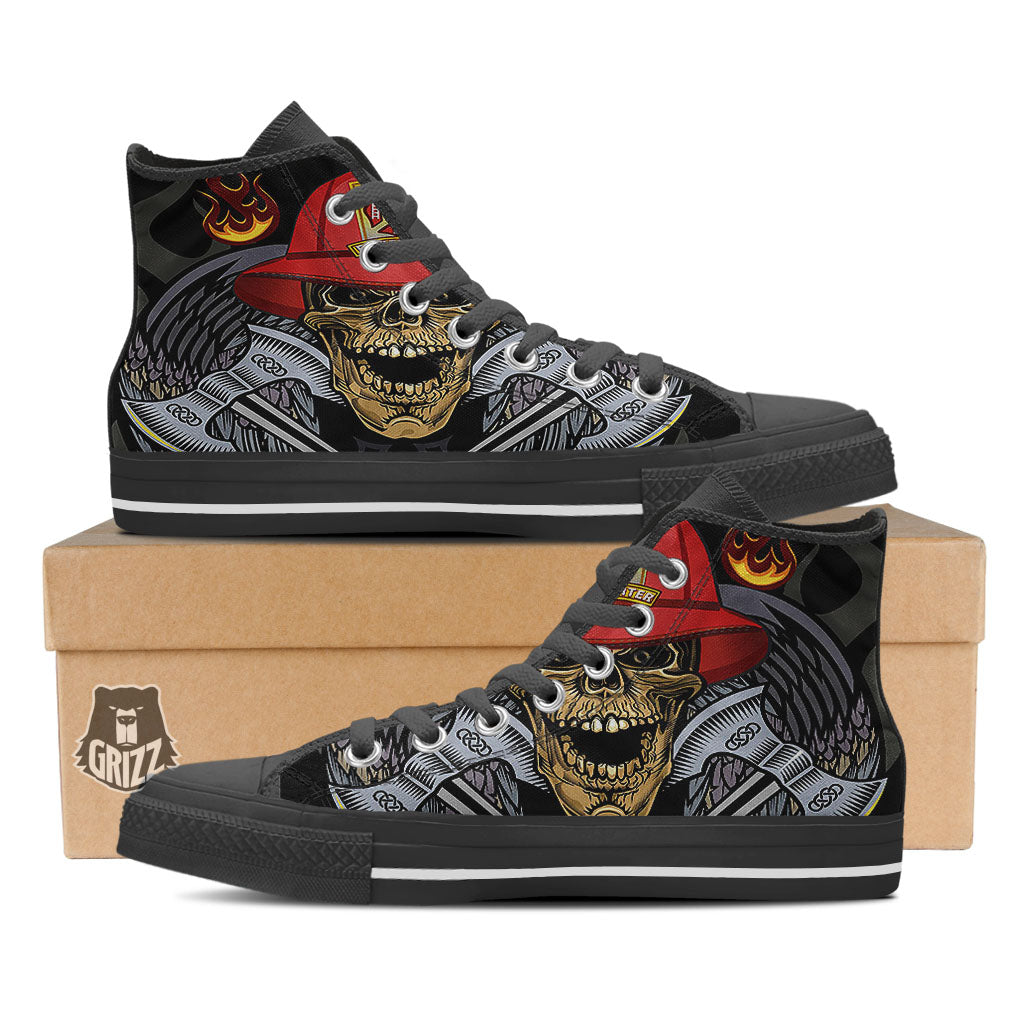Firefighter Volunteer Print Black High Top Shoes-grizzshop
