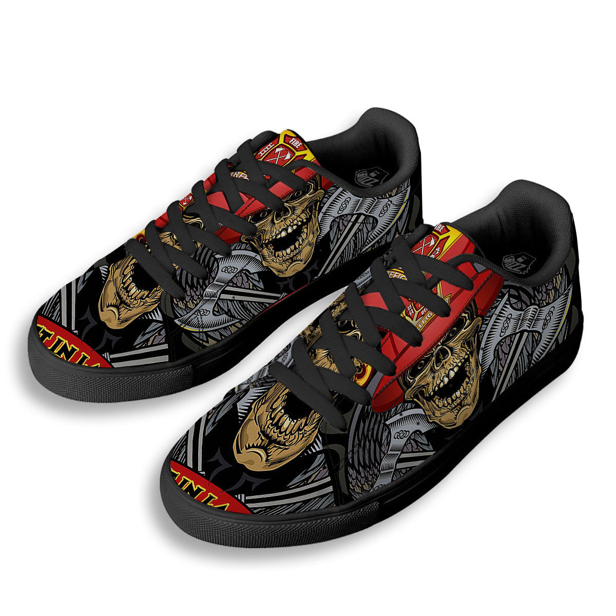 Firefighter Volunteer Print Black Low Top Sneakers-grizzshop