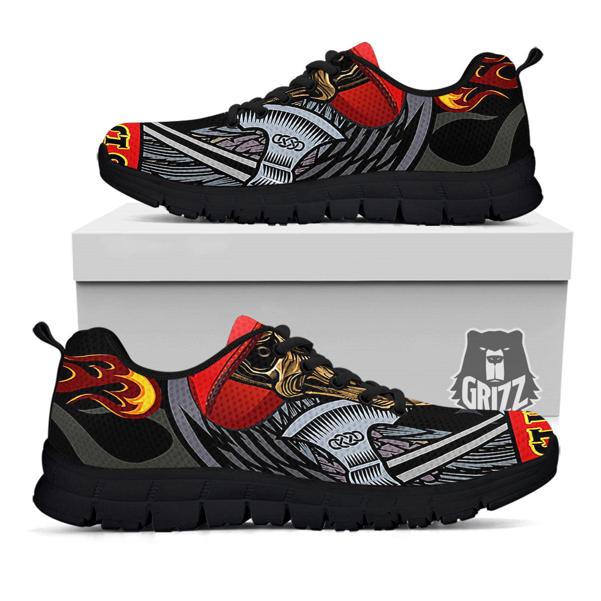 Firefighter Volunteer Print Black Sneaker-grizzshop