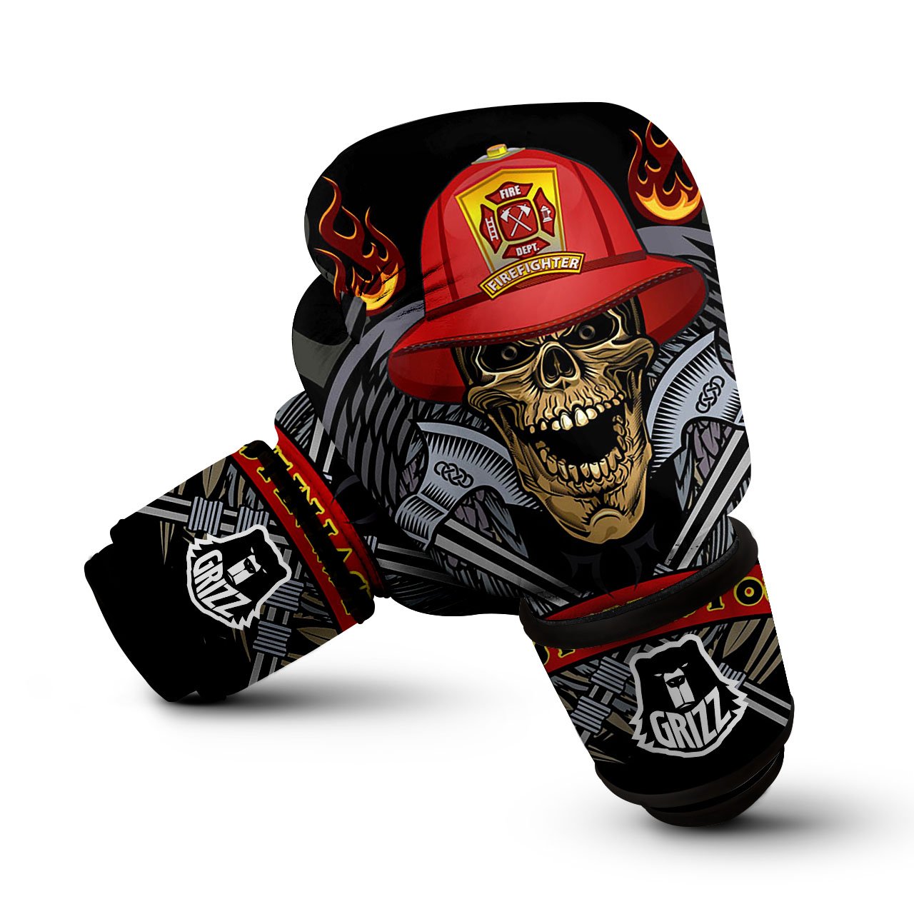 Firefighter Volunteer Print Boxing Gloves-grizzshop