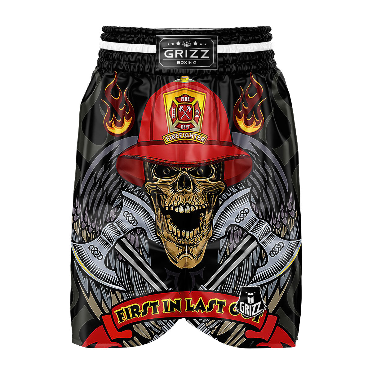 Firefighter Volunteer Print Boxing Shorts-grizzshop