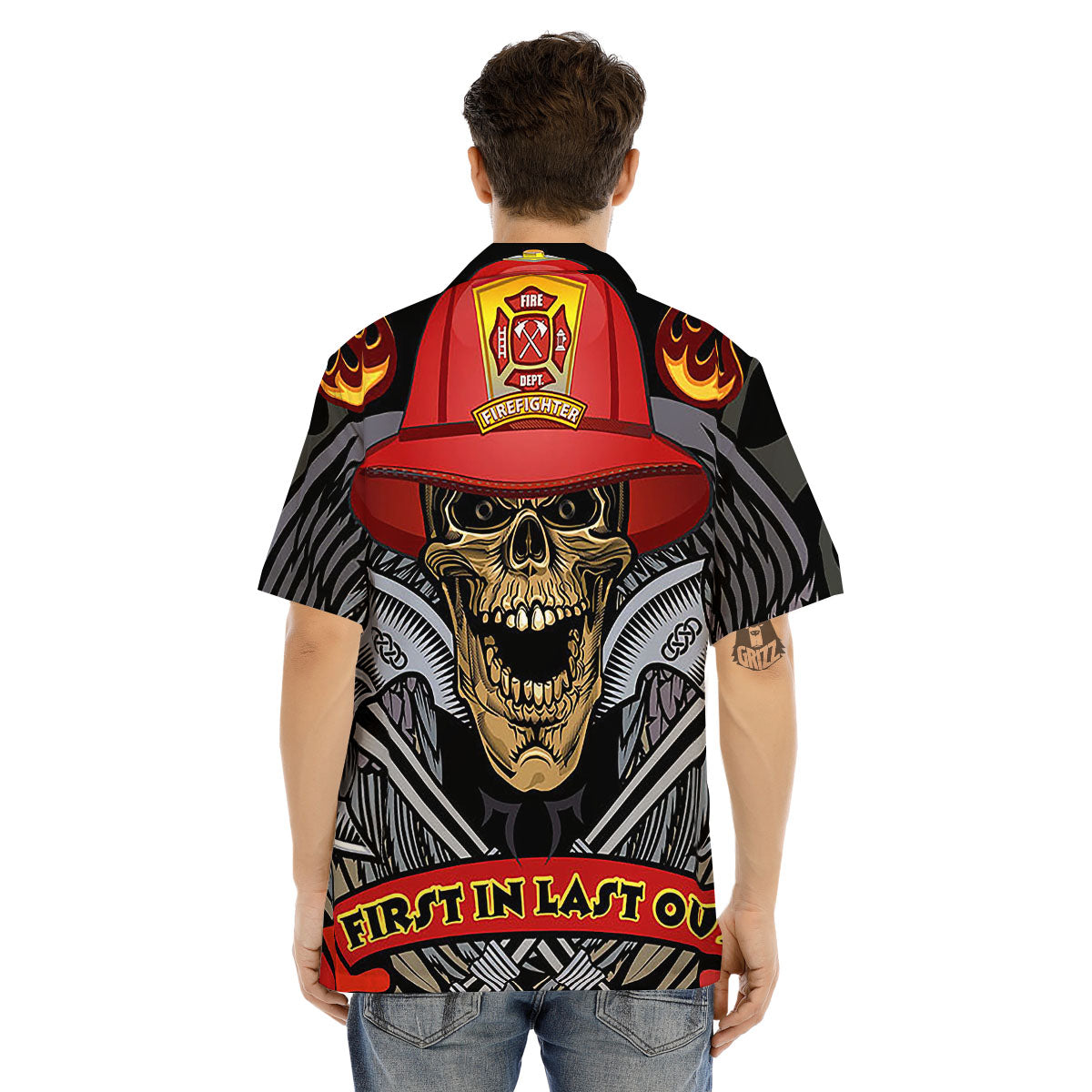 Firefighter Volunteer Print Men's Hawaiian Shirt-grizzshop