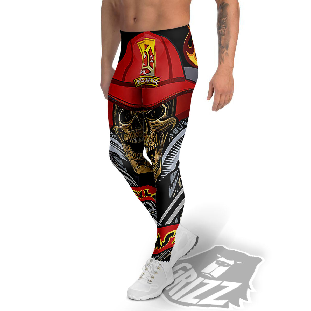 Firefighter Volunteer Print Men's Leggings-grizzshop