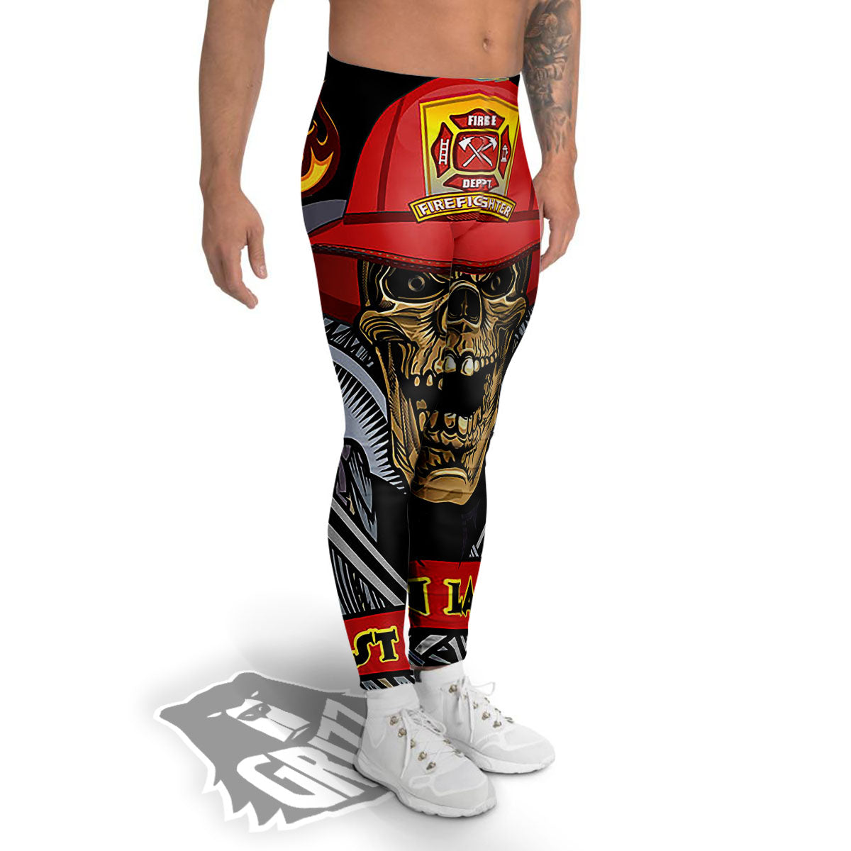 Firefighter Volunteer Print Men's Leggings-grizzshop