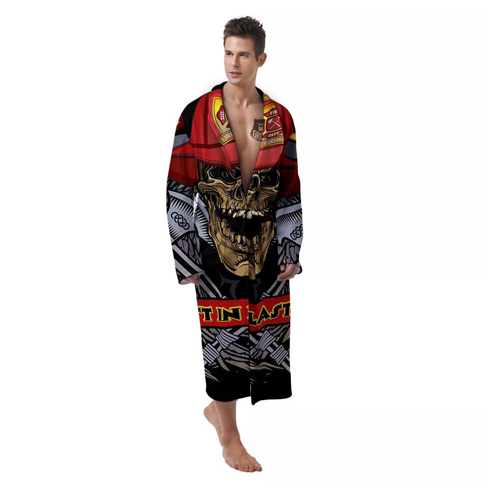 Firefighter Volunteer Print Men's Robe-grizzshop