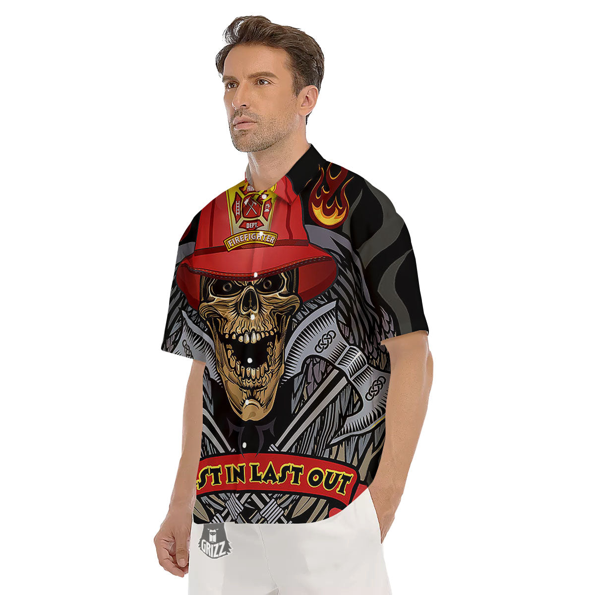 Firefighter Volunteer Print Men's Short Sleeve Shirts-grizzshop