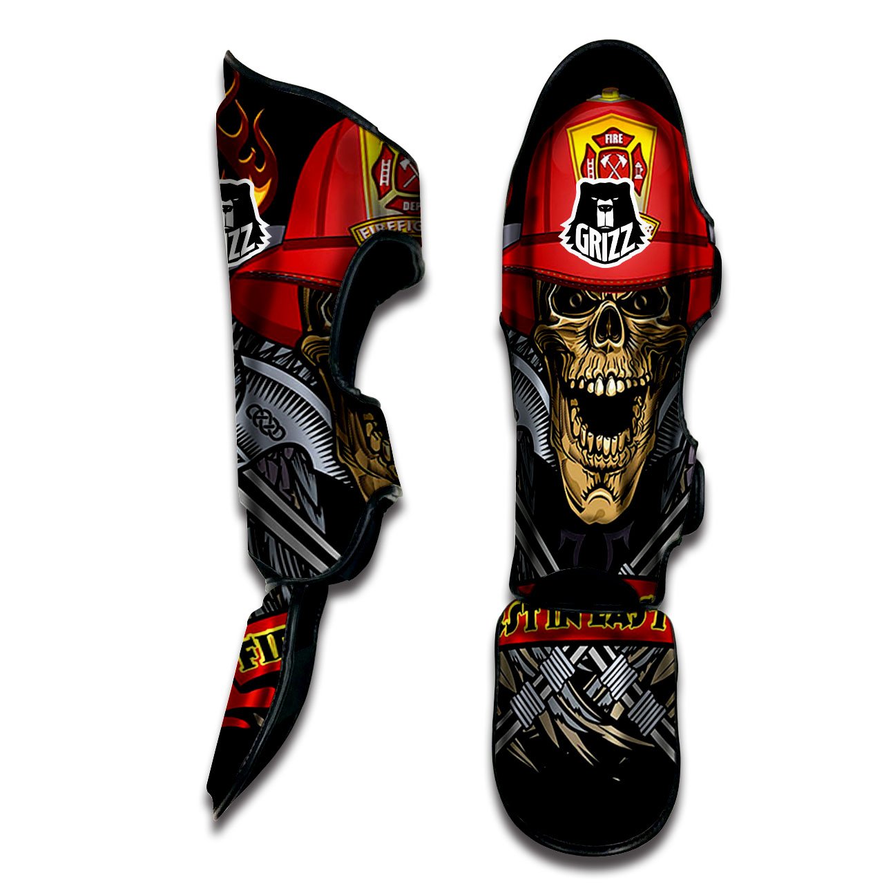 Firefighter Volunteer Print Muay Thai Shin Guards-grizzshop