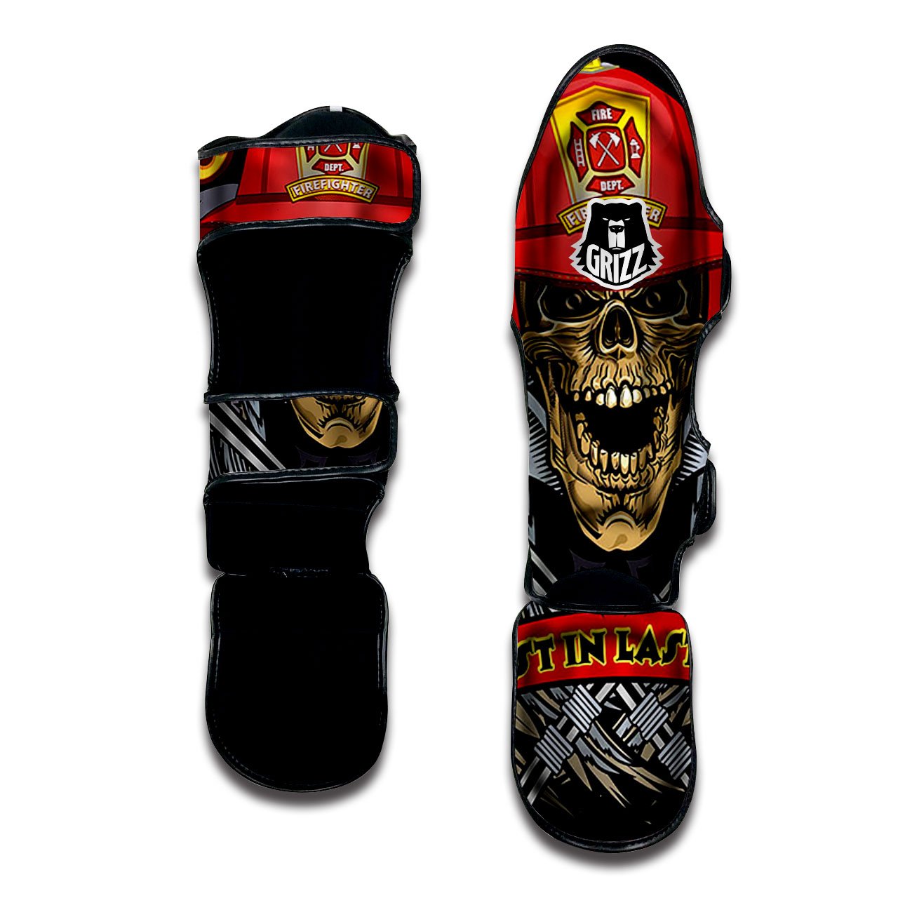 Firefighter Volunteer Print Muay Thai Shin Guards-grizzshop