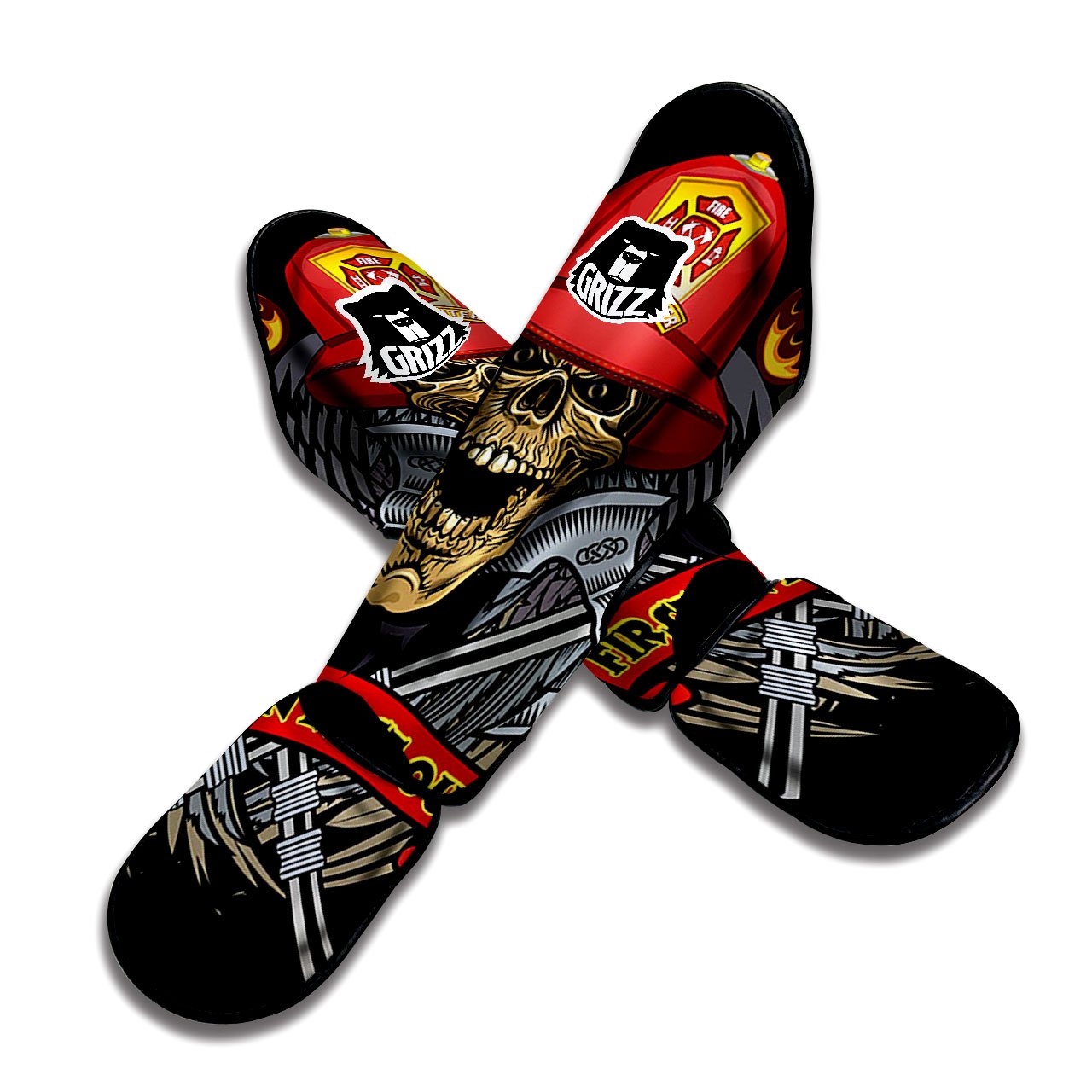 Firefighter Volunteer Print Muay Thai Shin Guards-grizzshop