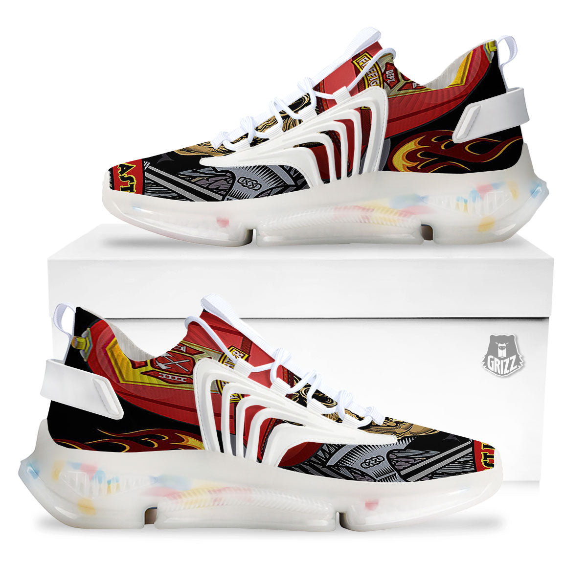 Firefighter Volunteer Print White Gym Shoes-grizzshop