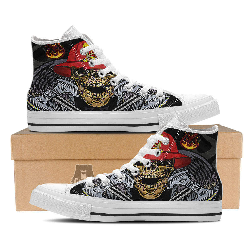 Firefighter Volunteer Print White High Top Shoes-grizzshop