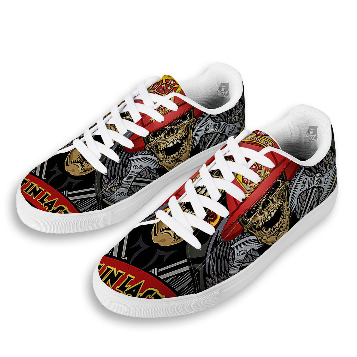 Firefighter Volunteer Print White Low Top Sneakers-grizzshop