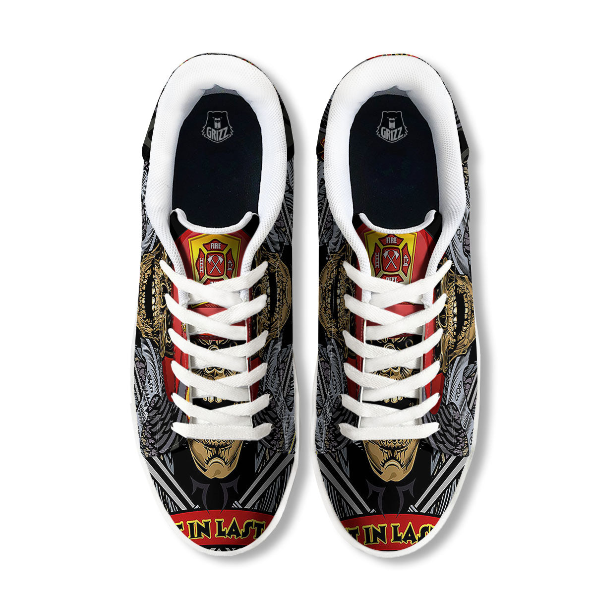 Firefighter Volunteer Print White Low Top Sneakers-grizzshop
