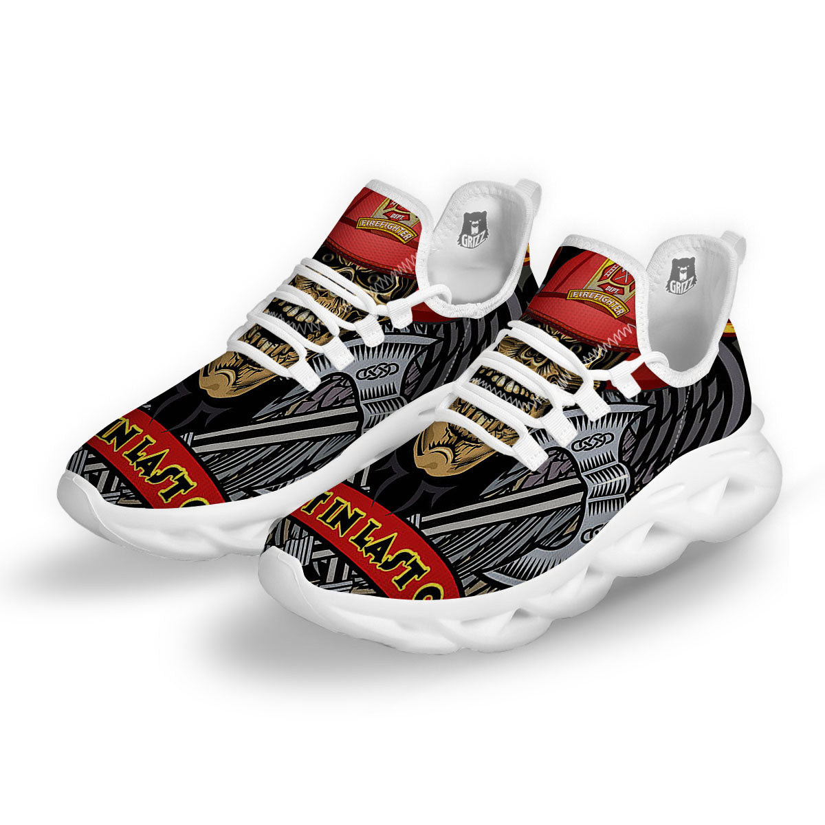 Firefighter Volunteer Print White Running Shoes-grizzshop