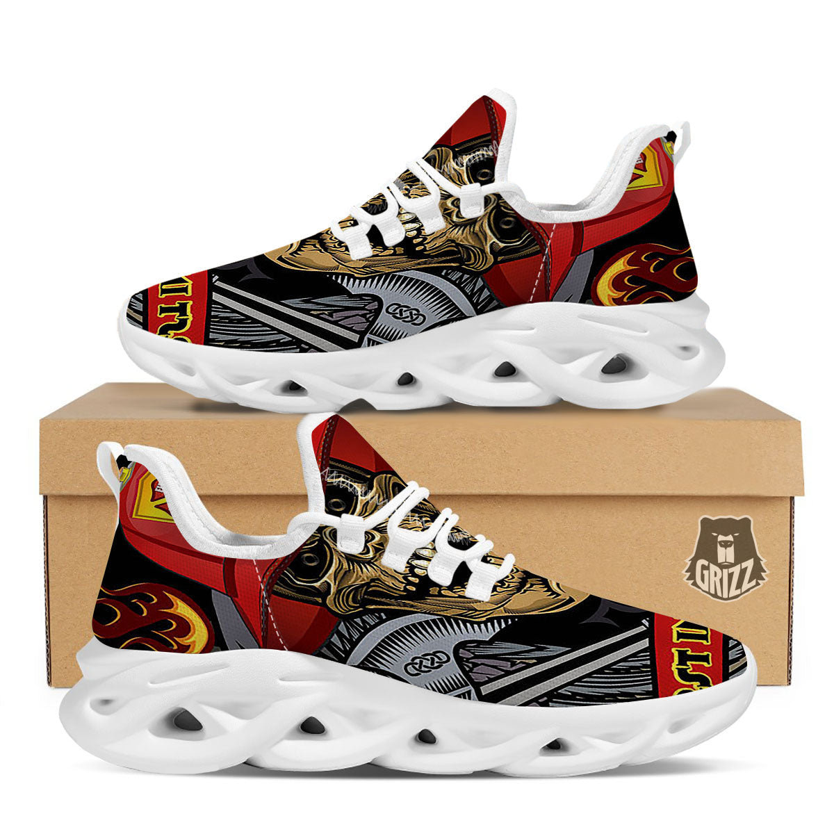 Firefighter Volunteer Print White Running Shoes-grizzshop