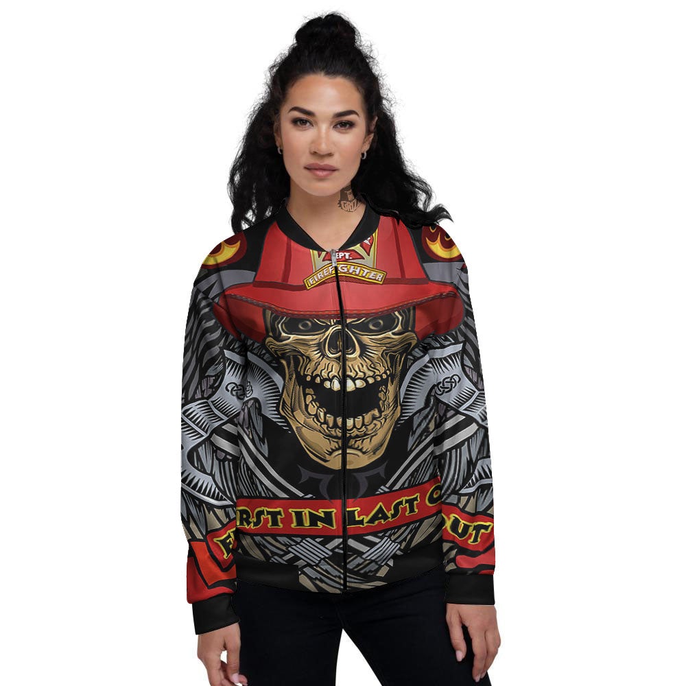 Firefighter Volunteer Print Women's Bomber Jacket-grizzshop