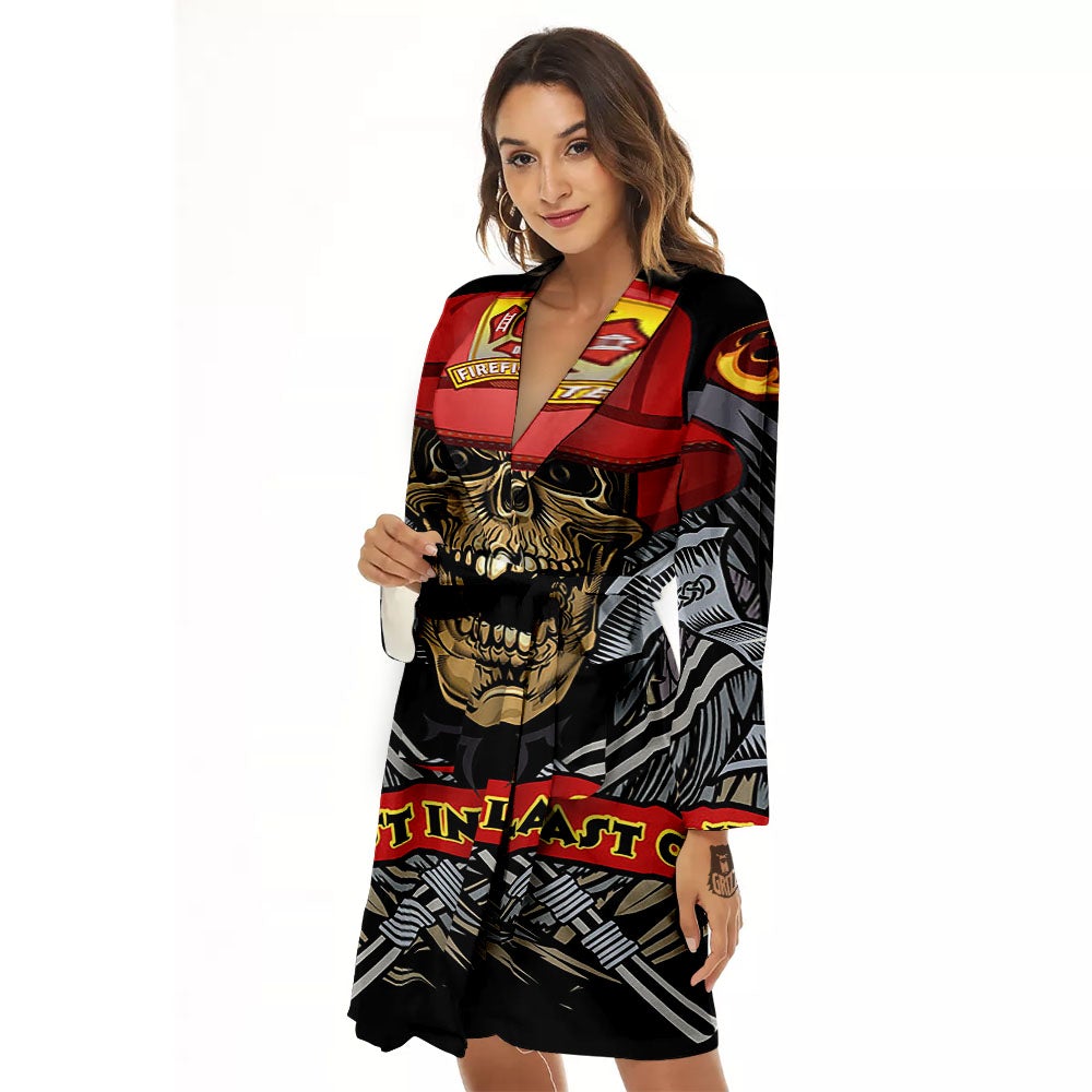 Firefighter Volunteer Print Women's Robe-grizzshop