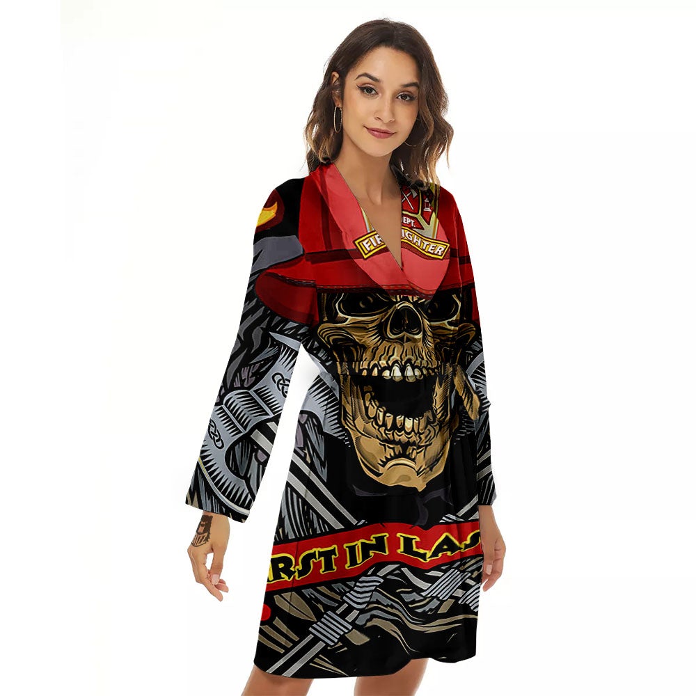 Firefighter Volunteer Print Women's Robe-grizzshop