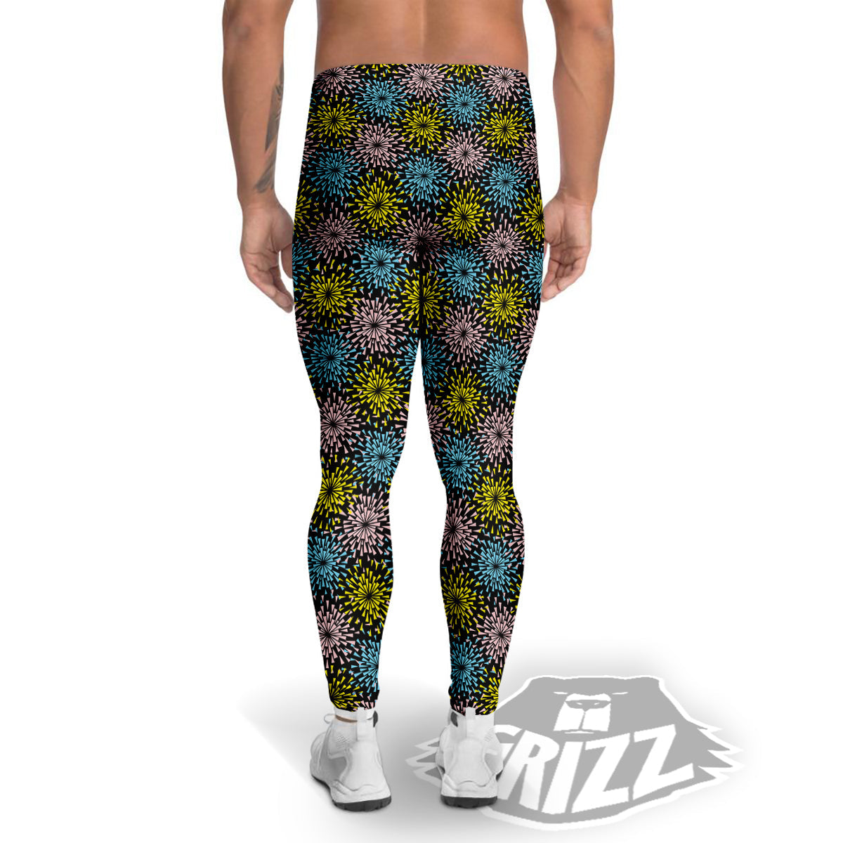 Fireworks Flowers Abstract Print Pattern Men's Leggings-grizzshop