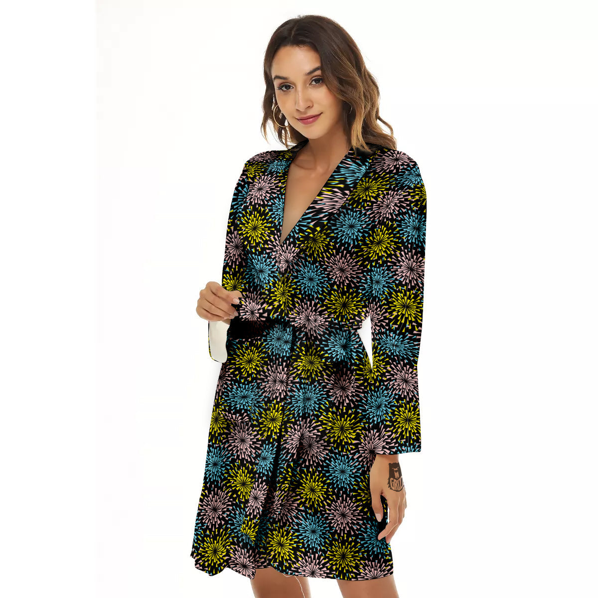 Fireworks Flowers Abstract Print Pattern Women's Robe-grizzshop