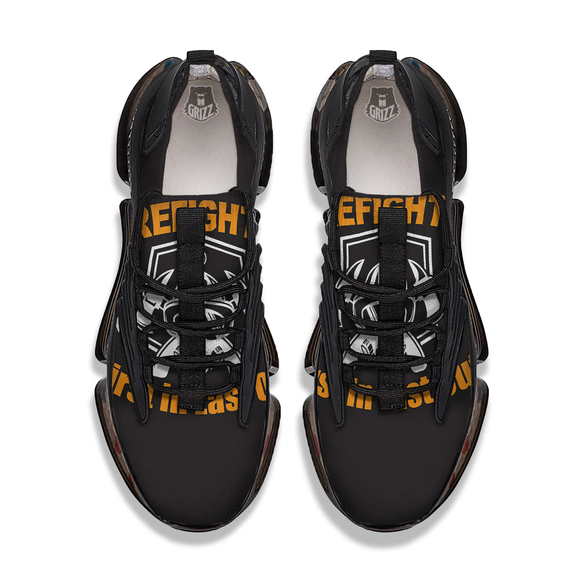 First In Last Out Firefighter Print Black Gym Shoes-grizzshop