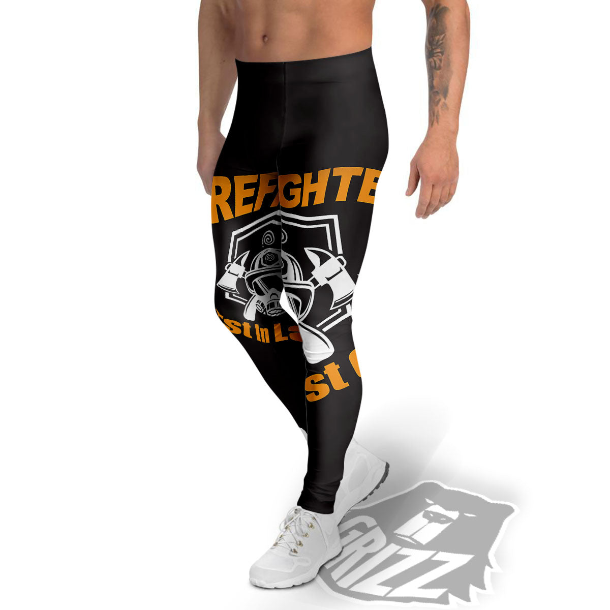 First In Last Out Firefighter Print Men's Leggings-grizzshop