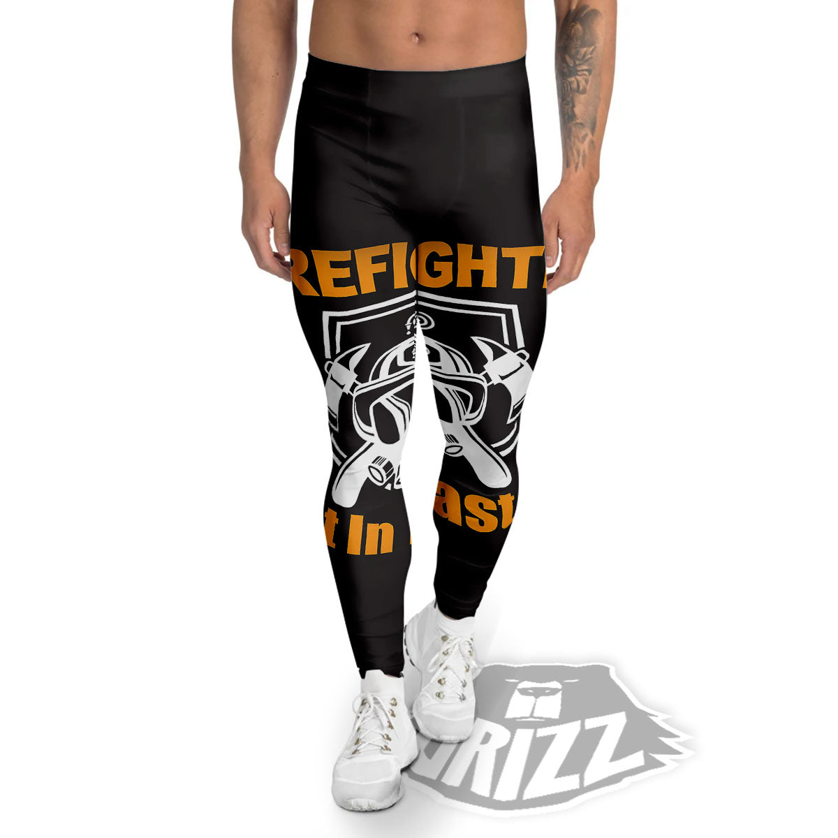 First In Last Out Firefighter Print Men's Leggings-grizzshop