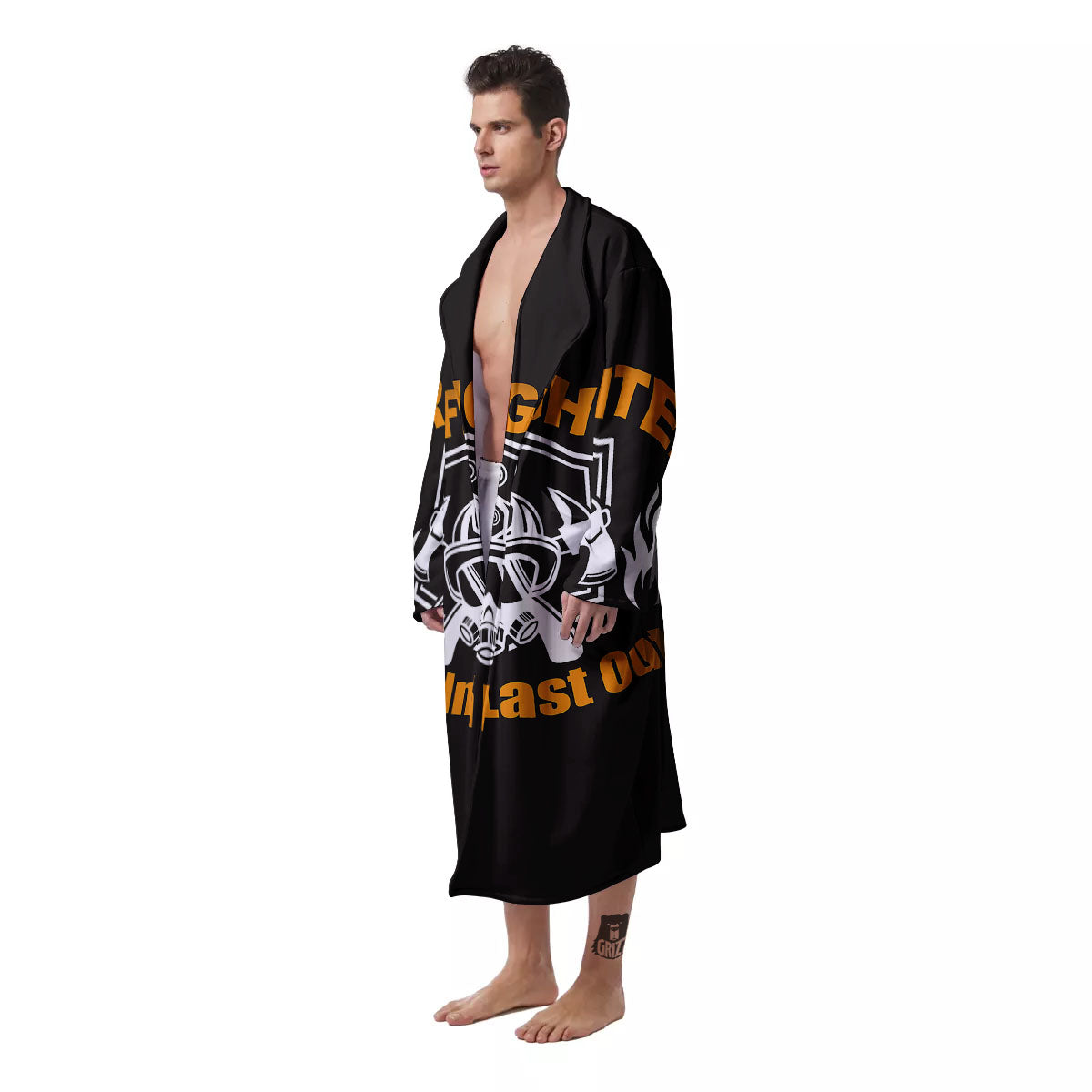 First In Last Out Firefighter Print Men's Robe-grizzshop