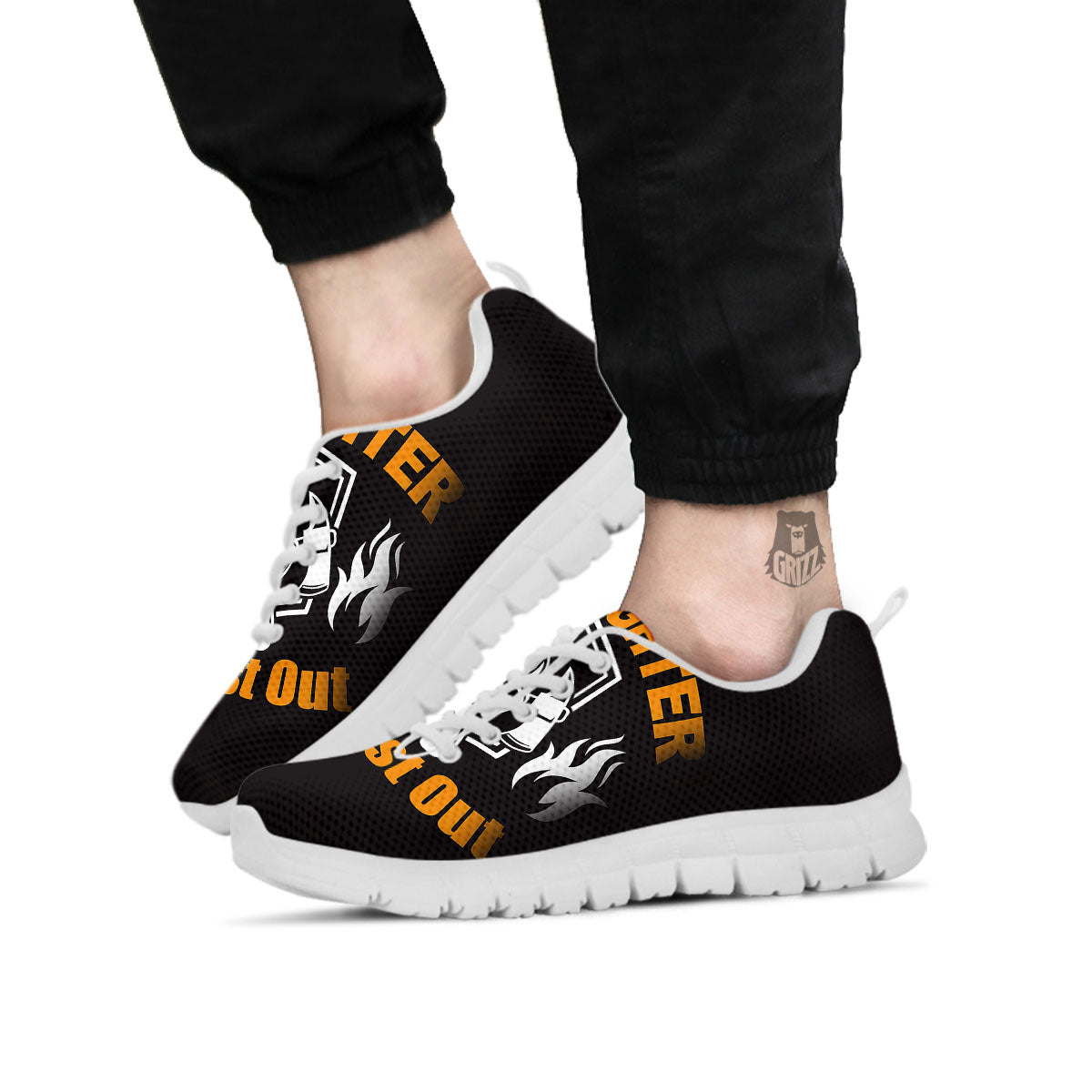 First In Last Out Firefighter Print White Sneaker-grizzshop