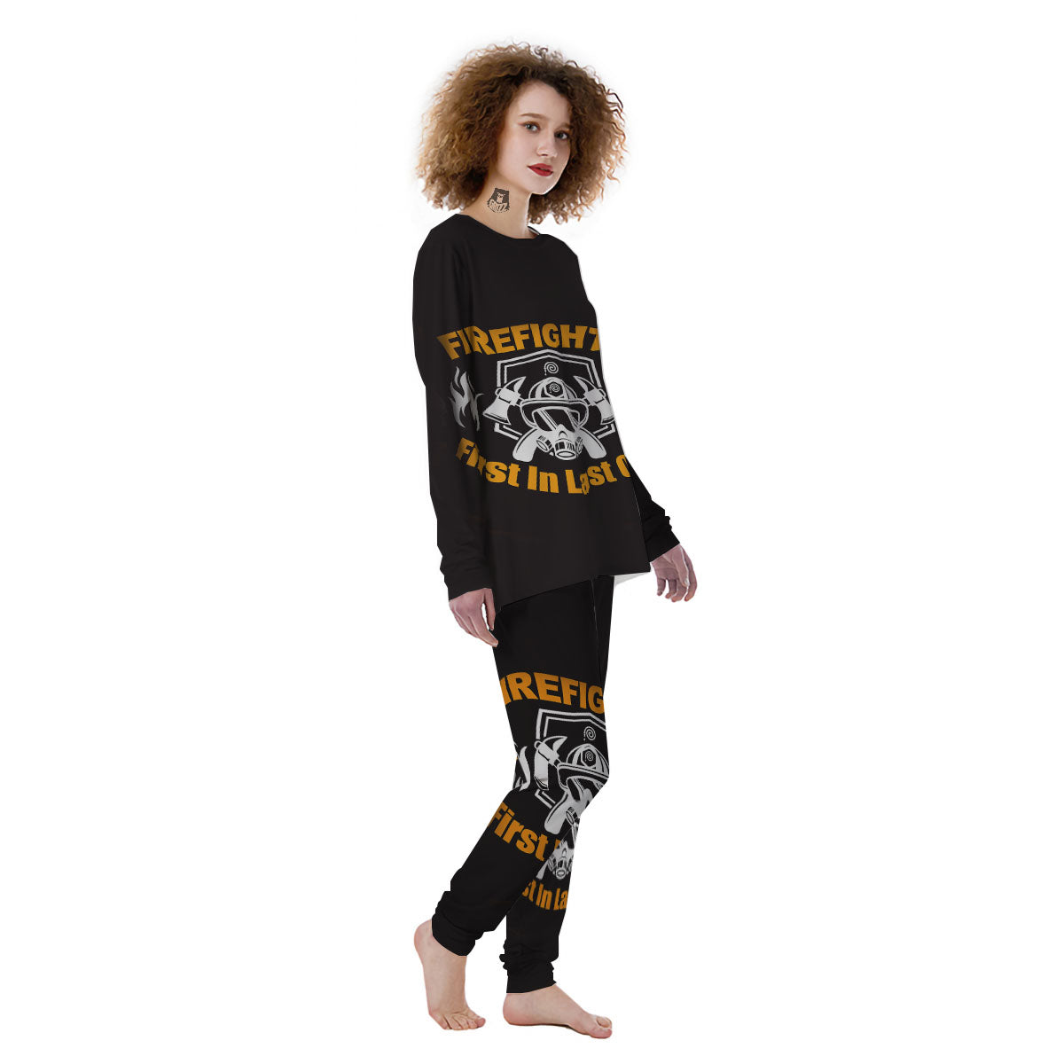 First In Last Out Firefighter Print Women's Pajamas-grizzshop