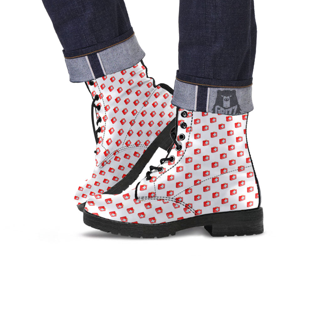 First Kit Aid Paramedic Print Pattern Leather Boots-grizzshop
