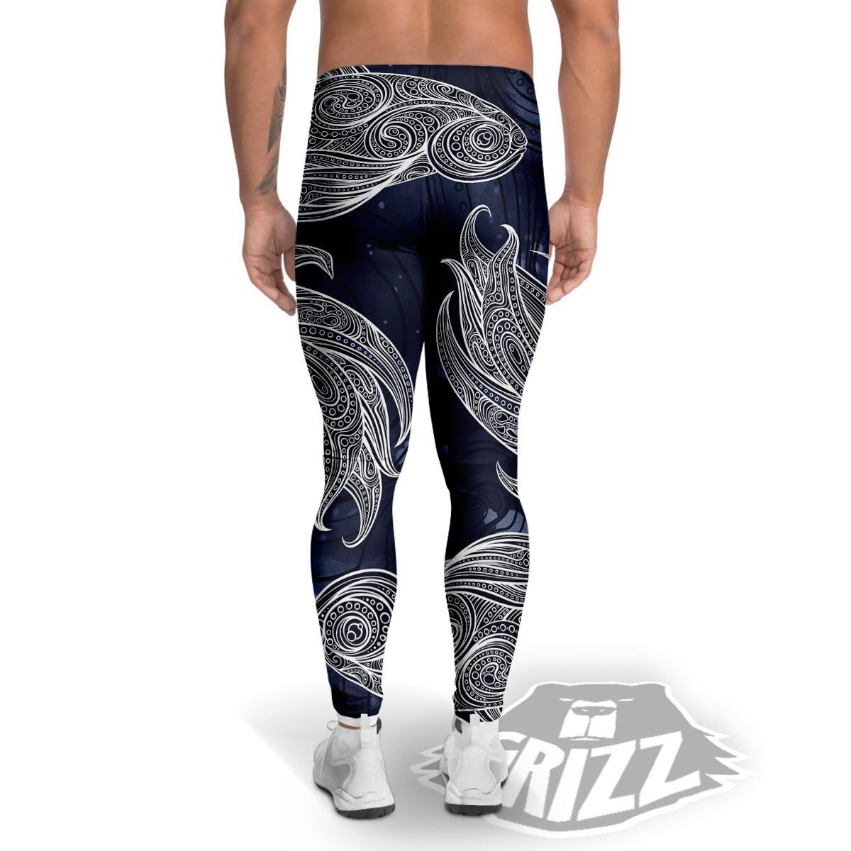 Fish Bohemian Spiritual Print Men's Leggings-grizzshop