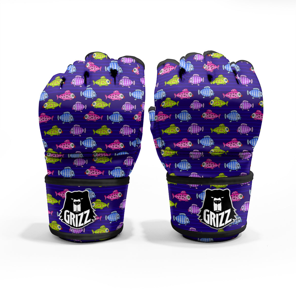 Fish Cartoon Print Pattern MMA Gloves-grizzshop