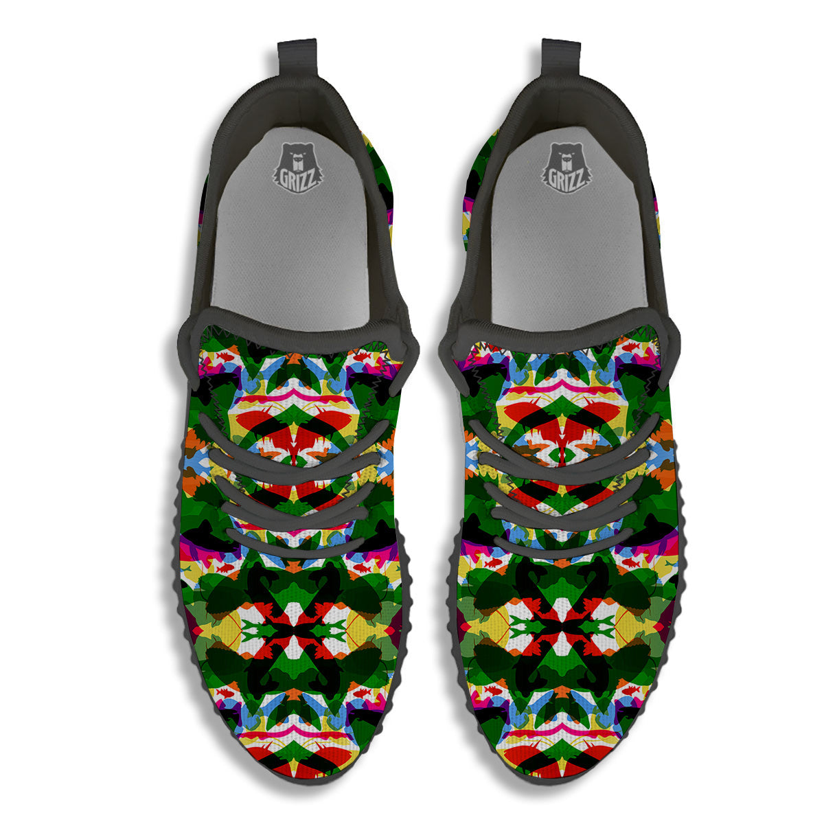 Fish Colorful Abstract Print Pattern Black Walking Shoes-grizzshop