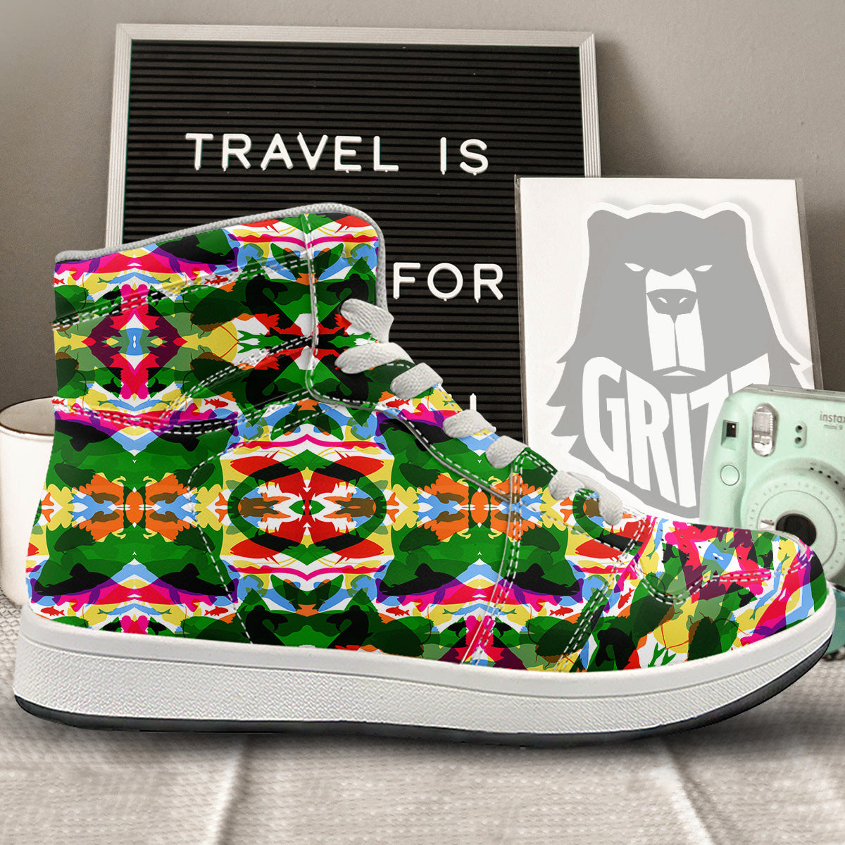 Fish Colorful Abstract Print Pattern High Top Sneakers-grizzshop