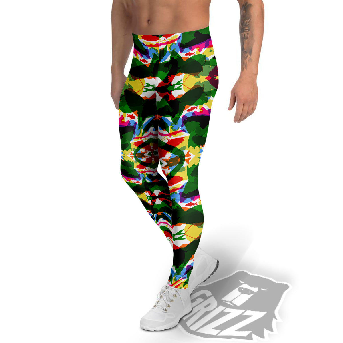 Fish Colorful Abstract Print Pattern Men's Leggings-grizzshop