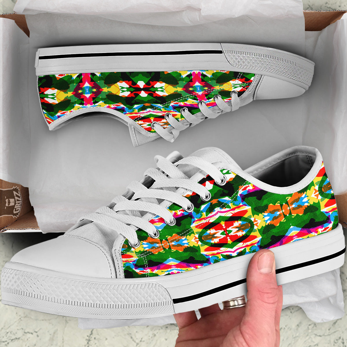Fish Colorful Abstract Print Pattern White Low Top Shoes-grizzshop