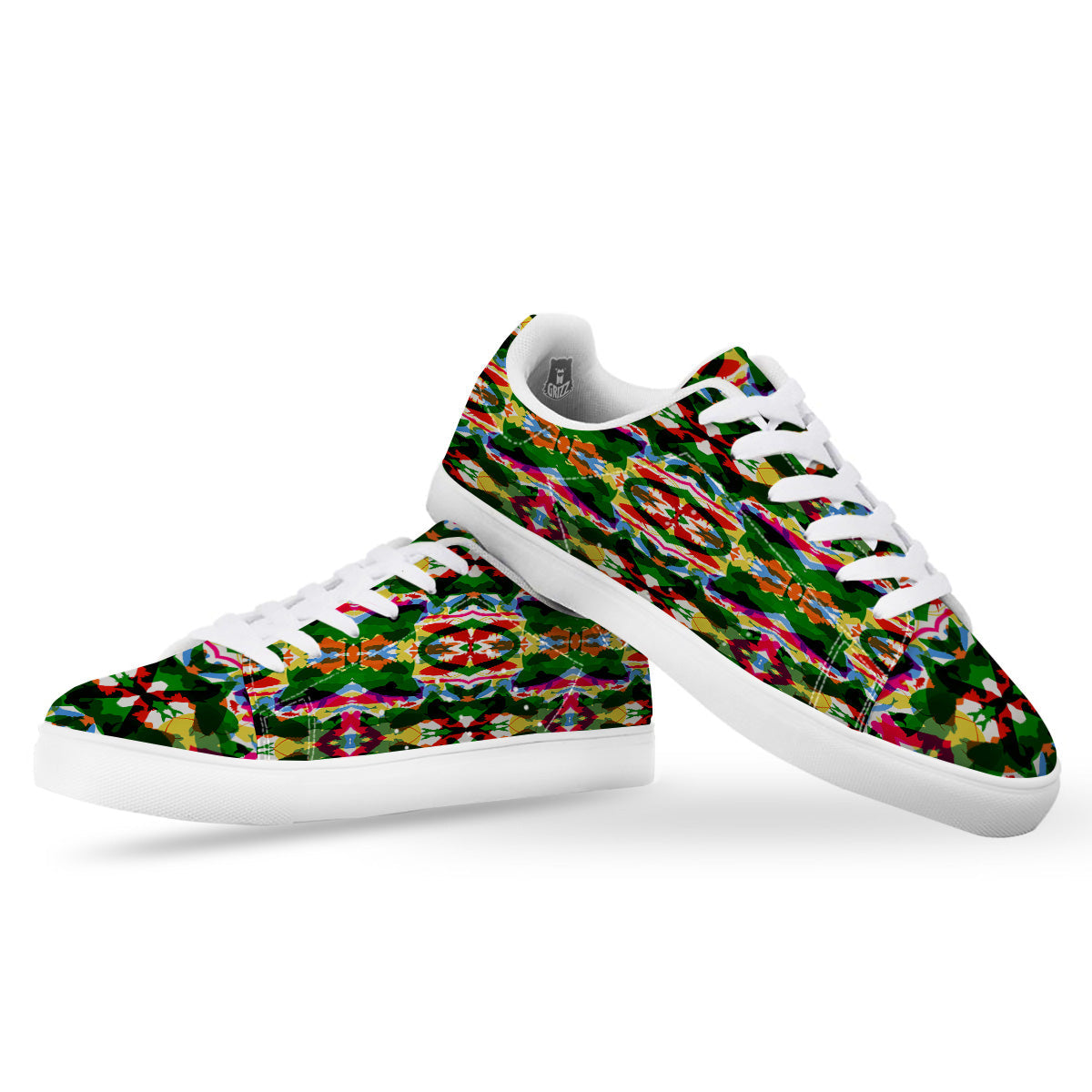 Fish Colorful Abstract Print Pattern White Low Top Sneakers-grizzshop