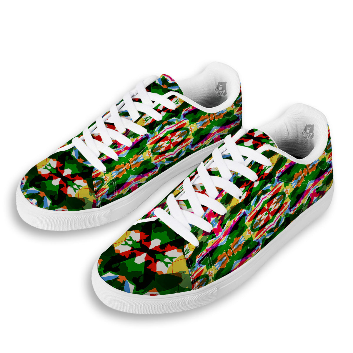 Fish Colorful Abstract Print Pattern White Low Top Sneakers-grizzshop