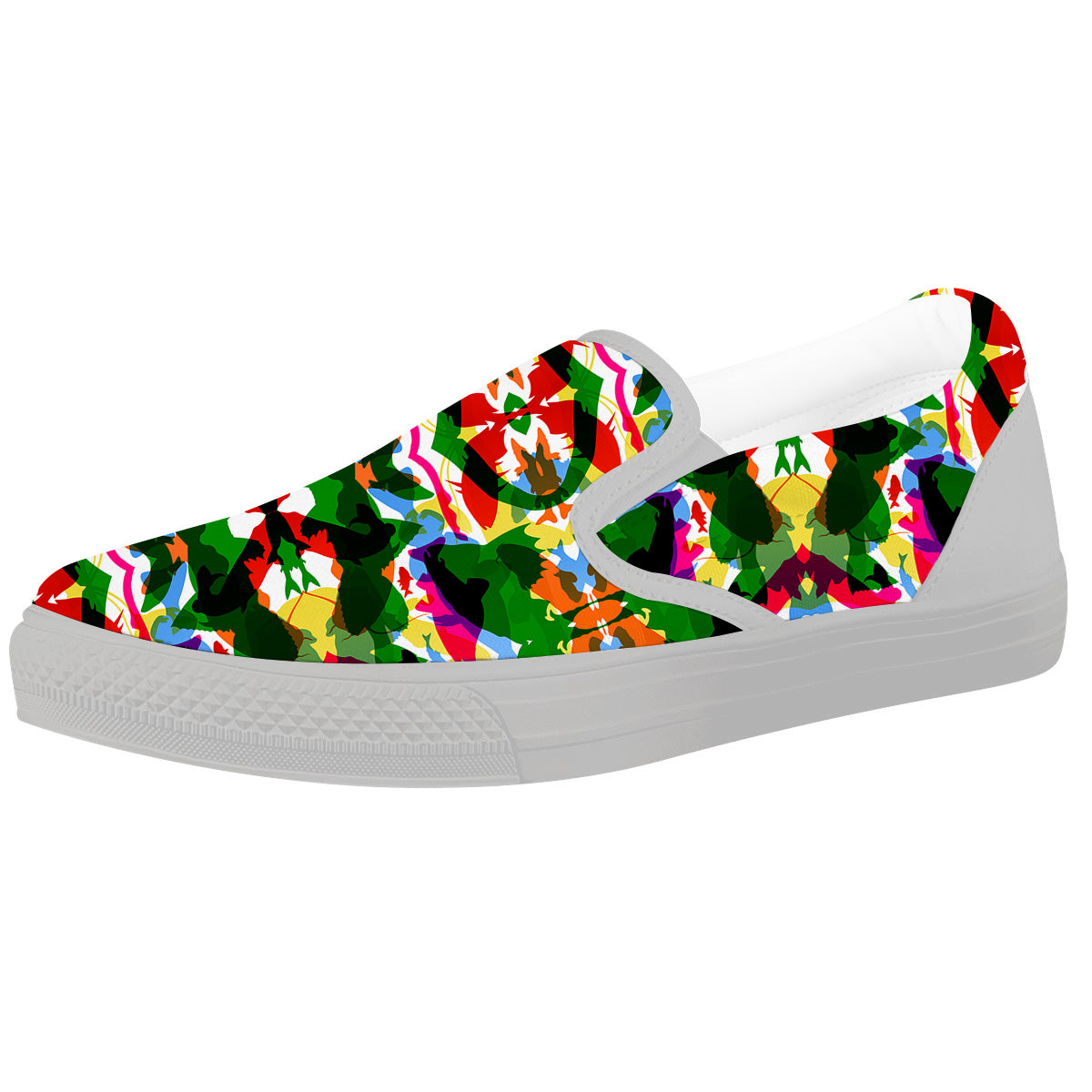 Fish Colorful Abstract Print Pattern White Slip On Shoes-grizzshop